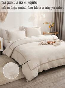 Ensemble de housse de couette beige, parure de lit de style bohème et campagnard, 3 pièces avec décoration de mini pompons beiges. Housse de couette en polyester douce et légère pour garçons et filles. 1 housse de couette, 2 taies d'oreiller, sans couette