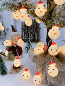 Christmas Snowman Santa LED String Lights, Battery Operated Fairy Lights, Indoor Xmas Decor For Christmas Tree Bedroom Window Holiday Party Decoration, Christmas String Lights, Xmas Tree Decoration Lights - White - View 15