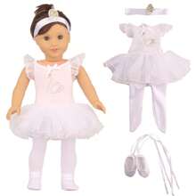 MSYO 1 Set Fashion Ballet Tutu Dress Outfit For 18 Inch And 14 Inch American Girl Dolls, Clothes Accessories Include Dress, Shoes, Headband, Doll Dress Up Game Accessories, Great Birthday/Holiday/Christmas Gift For Little Girls, Doll And Shoes Not Included - Multicolor - View 16