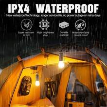 1 Pack Solar Rechargeable Hooked Camping Light Vintage Outdoor Tent Camping Ambient Light Multi-Functional Household Tungsten Lights - Round, 1-pack - View 5