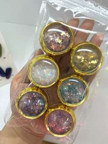 6片全息亮片，彩虹色亮片，手工圣诞亮片DIY，超闪亮系列美甲用品，美甲饰品，美甲宝石 - 淺粉色 - 查看 3