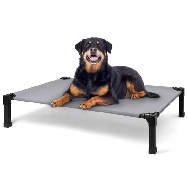 Upgraded Elevated Dog Bed- Portable Outdoor Dog Cot For Large Pets, Stable Anti-Slip Feet,Breathable Mesh, Easy Assembly For Camping, Beach, Patio, Indoor Use, Outdoor Dog Bed, Camping Pet Gear