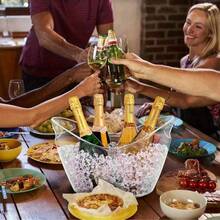 1 4L 大容量塑料冰桶，适用于冷却饮料、香槟、威士忌、水果、牛奶等。可用于节日装饰和家庭烹饪、酒吧、厨房、户外、学校、宿舍、大学必需品、国庆节、返校季节、弯头尺、冰格、冰块、桶、酒吧配件、午餐盒、冰桶、派对装饰 - 無色 - 查看 4