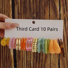 1 Pair/10 Pairs/40 Pairs New Dual-Color Acrylic Resin Acetate Minimalist Fashion C-Shape Hoop Earrings Set