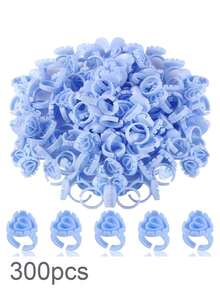 Anillos con forma de corazón para extensiones de pestañas - Portador de pegamento para pestañas 50/100/200/300 piezas, taza para abanico de volumen para suministros de extensión de pestañas