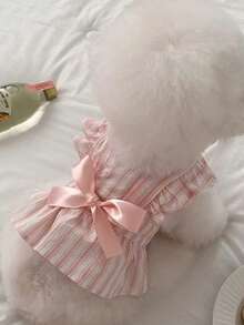 1 pieza Vestido de verano a rayas para perros pequeños, vestido de princesa para cachorros Teddy, Poodle y otras mascotas pequeñas