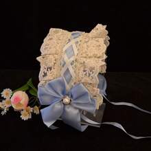 1pc Lolita Style Girl Faux Pearl Bow Lace Headband + Cute Countryside Themed Headpiece Ribbon Maid Headdress, Suits 2D Lolita Halloween