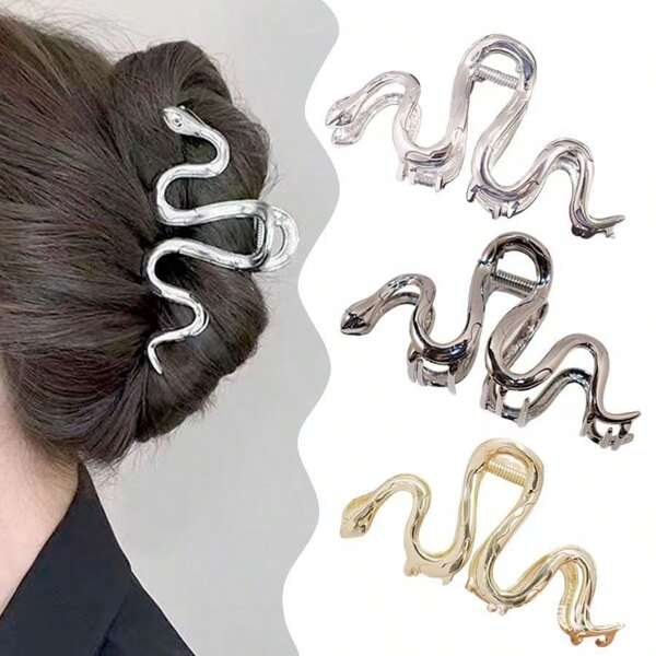 1 Stück Gothic Schlangen Metall Haarklammer, minimalistischer Y2K Stil, geeignet für Damenfrisuren, Feiertage, Strand, Fotografie, Frühling/Sommer Neuankömmling Haaraccessoires, Herbst Accessoires, Herbst Winter Haarklammer für Urlaubsoutfits Frau