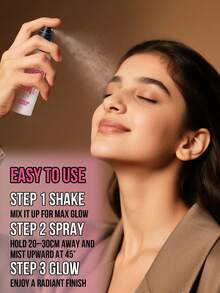 MISSLYN 保湿定妆喷雾，二合一喷雾，持久妆效，保湿，超细喷雾，打造光泽妆容，舒缓轻盈，不卡粉，修复肌肤屏障，蕴含玻尿酸，多用途 - #01 Dewy Rose - 查看 7