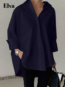 Blouse noire ELVA, style rétro luxueux à pois, coupe ample à manches longues, convient pour le port au bureau pour les femmes, y compris les hauts de travail, l'automne, la rentrée scolaire, la tenue de cérémonie de la rentrée scolaire, le style boyfriend pour les enseignants, la tenue de bureau décontractée, les vêtements d'hiver, les hauts pour le Nouvel An et l'été. Saint-Valentin, Nouvel An