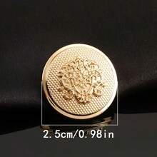 10 颗金色金属 3D 雕花纽扣，蘑菇形状，弧形边缘，手柄，网格纹理，复古图案，适用于西装、背心、大衣、裤子、家居日用、缝纫用品 - 金色 - 查看 5