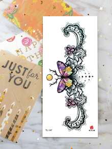 1 hoja de tatuaje temporal impermeable con estampado de mariposa estilo europeo y americano Y2K, apto para brazos, pecho, hombros, cintura, espalda, decoración corporal apta para hombres y mujeres, ideal para fiestas, vacaciones, regalos, festivales, Halloween