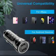 60W 双 USB-C 车载充电器，适用于 快速充电，配备两条 3.3 英尺 + 6.6 英尺 USB-C 转 USB-C 数据线，兼容 15/15 Plus/15 Pro/15 Pro Max、Pro/Air - 黑色 - 查看 4