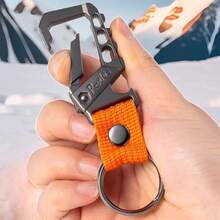 Llavero de metal resistente, clip de mosquetón, abridor de botellas, anillo de muñeca, llavero de coche unisex para hombres y mujeres - Negro + naranja - Ver 5