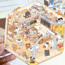 SCXXBSW 10 Styles Of Cartoon Scenery-Creating Stickers - 3D Cabins In A Miniature World, Stress-Relieving DIY Scenes, Parent-Child Interactive Handcraft Stickers, Children's Educational Stickers - Tweezers Included - Multicolor - View 9