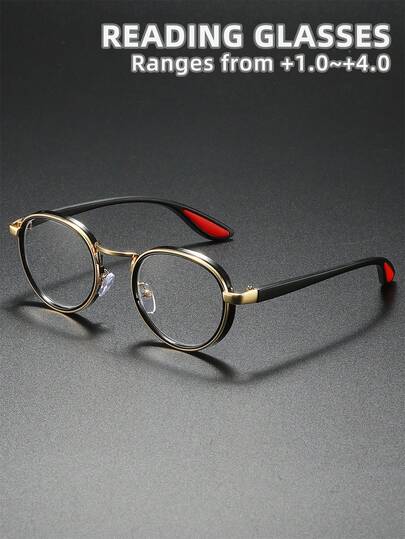 男女通用处方眼镜，全新猫眼金属商务老花镜，配有灵活弹簧镜腿，方形镜框，适合日常佩戴，适合运动、防滑、电脑使用，阅读舒适，适合各种脸型，有金色、黑色、银色可选，7 种屈光度可选，携带方便，是节日、父母、裁缝、夏季、万圣节、情人节、圣诞节的理想礼物
