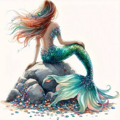 1 件/2 件/3 件美人鱼乙烯基贴纸，可水洗和熨烫，混合颜色，DIY 贴花，适用于 T 恤、连帽衫、牛仔裤、背包、枕套