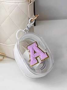 便携迷你透明拉链收纳袋,紫色毛巾布刺绣字母A-Z,小巧多功能收纳袋,耳机充电器收纳盒带钥匙扣,透明旅行配件,精致小巧,适合收纳小物件,可作数据线收纳袋、手链袋等。 - 白色 - 查看 8