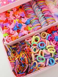 558 件女孩彩色水钻双层网状蝴蝶结发夹，可爱公主发饰，弹性耐用不伤发带，发圈，珍珠花发带，多功能闪光星星发夹，简约鸭夹发夹，适合日常使用