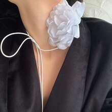 1 pezzo Collana choker con fiore di Camelia, collana con cinturino a fiore di rosa nera per donne - Fiori di leopardo - Visualizzare 10