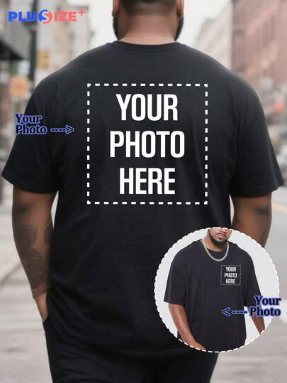 Magliette casual personalizzate di grandi dimensioni per uomo, aggiungi le tue foto (foto di famiglia/selfie/animali domestici/amici/coppie/fidanzata/regali/simboli di coppia) e testo, crea le tue magliette personalizzate per la Festa del Papà e della Mamma con stampa nera