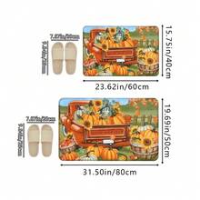 1pc Thanksgiving Harvest Season Crop Print Holiday Doormat, Soft Non-Slip Absorbent Machine Washable Kitchen Mat, Festive Cozy Entryway Rug, Rectangular Low Pile Holiday Home Decor Mat, Suitable For Living Room, Bedroom, Kitchen, Laundry Room, Bathroom