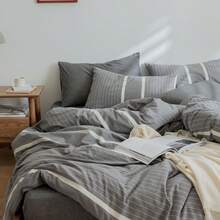 Dormitory Bedding - Doble línea ancha gris frío - Ver 13