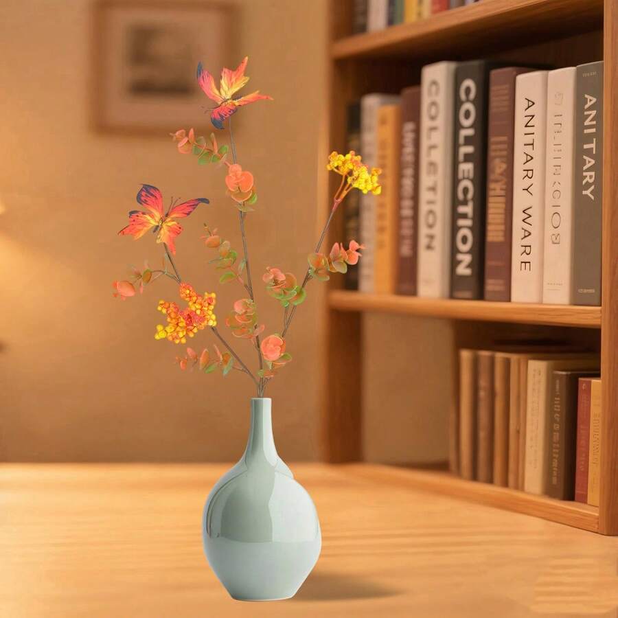 1 Piece Of Vitality Autumn Artificial Orange Maple Leaf Branches, Which Can Be Cut Into Fake Autumn Plastic Branches, Are Very Suitable For Decorating Outdoor And Indoor Home Vases During Halloween And Thanksgiving - 橘色 - 查看 1