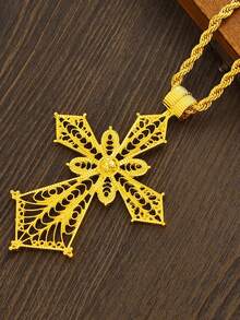 Large Cross Jewelry Gold Pendant Necklace - Yellow Gold - View 5