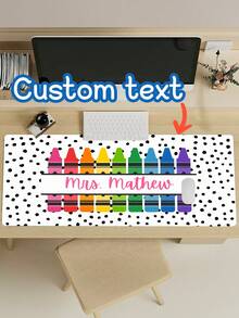 1pc Personalized Teacher Desk Mat, Custom Crayon Pencil Desk Mat With Name, Teacher Gifts, Back To School, Teacher Appreciation Gift,School Supplies - Multicolor - View 2