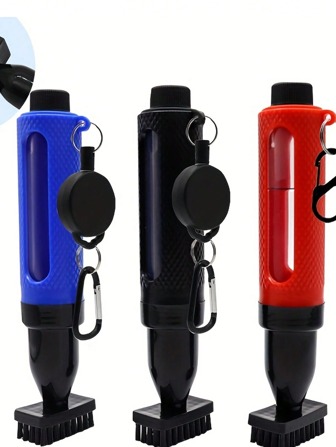 1pc Multi-Functional Golf Club Cleaning Brush With Squeeze Bottle And Retractable Keychain - ABS Material, Red And Black, Suitable For Men And Women, Perfect Gift For Valentine's Day, Thanksgiving, Christmas, Halloween, Golf Accessories