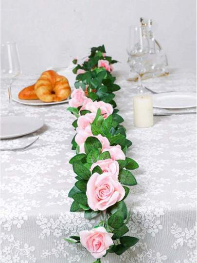 Artificial 16 Large Rose Vine Party Decoration Artificial Flowers, Suitable For Baby Baptism Decoration, Birthday Parties, Various Festivals, Weddings, Photography Props,Baby Showers, Home Decoration Gifts, Artificial Wedding Arches, Wedding Ceremony Backgrounds, Floral Arrangements, Reception Table Decoration