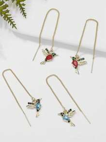 1 件 925 纯银蜂鸟流苏耳环，可爱的有翼鸟耳环，适合日常佩戴、节日和聚会，精美礼品的首选