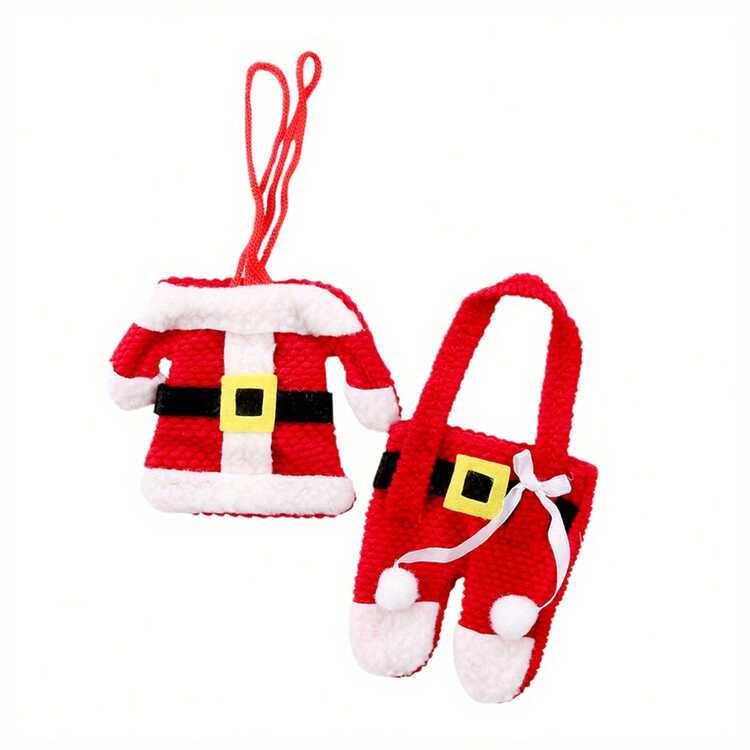 6件套圣诞老人套装帆布餐具收纳袋，服装造型收纳袋，刀叉保护套，家居装饰，圣诞装饰，房间装饰，冬季圣诞装饰，家居圣诞礼物，圣诞装饰品 - 彩色 - 查看 4