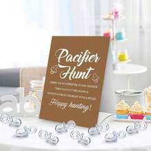 1 Set Baby Shower Game Kit, Includes Acrylic Pacifier, Hunting Logo, And Transparent Mini Pacifier, Suitable For Gender Reveal Party Gifts And Events - For Ages 14+ - Perfect Gift For Baby Shower Guests - Multicolor - View 3