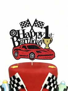 1 Buah Hiasan Kue Ulang Tahun Mobil Balap, Bendera Berkilau, Piala Balap, Tusuk Kue Mobil Balap untuk Tema Balapan Pesta Ulang Tahun ke-1-10 - MultiWarna - View 12