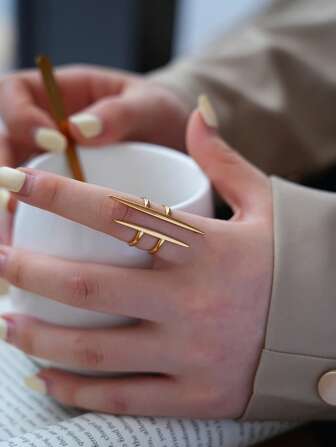 Minimalist Asymmetrical Line Versatile Stainless Steel Open Ring