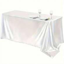 1pc Elegant White Rectangular Tablecloth - Soft And Smooth Polyester Fabric, Suitable For Weddings, Birthdays, Parties, Christmas, Thanksgiving, Easter, Independence Day And Other Special Occasions, Multipurpose Tablecloth | Classic Elegant | Polyester Tablecloth - Multicolor - View 11