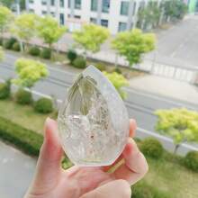 1pc Natural Clear Quartz Torch Carving Piece Ornament, White Crystal Flame Carving Piece, Crystal Crafts, Creative Home Interior Decorative Ornament, Valentine's Day Gift, Unique Holiday Gift