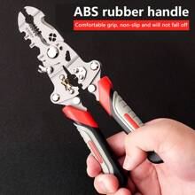 1 pieza Pelacables plegable de 8.07 pulgadas de estilo nuevo, grado industrial, herramienta especial de electricista multifunción para pelar, dividir, cortar, bobinar y prensar cables, además de desatornillar y diseño de polea, para mantenimiento de circuitos, etc.