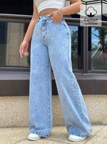 Mobula Sound#Fashionable Straight-Leg Denim Pants, Casual & Versatile For Spring/Summer Music Festival, Elegant For Women/Students