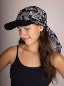 قبعة مسلمة بطبعة زهرية أنيقة، طربوش، قبعة بيسبول، قبعة شمس، وشاح، وشاح بحافة للنساء