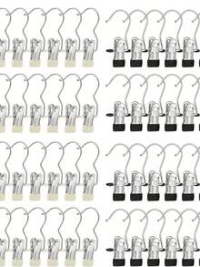 10/30/40 Pieces Of Stainless Steel Clothes Clip, Simple Stainless Steel Hook Clip,Stainless Steel Clips,Back To School Must Haves,Laundry Pegs With Hooks,(Coat) Hanger,Interior ,Portable Hanging Clothes Clip, Wardrobe Storage Racks, Clothes Hangers Easter Decorations, Mother's Day Clothing Spring Decorations, Holiday Decorations,Hanger Dress Pants Shoes Jeans Boots Skirt - 彩色 - 查看 90