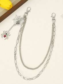 1Pc Personalized Hip-Hop Rhinestone Red Spider Pendant Metal Multi-Layer Pants Chain Versatile Jeans Accessory