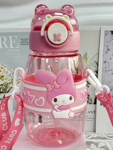 Sanrio 1 قطعة كوب كرتوني كبير البطن من سانريو بسعة 600 مل/20.28 أونصة، زجاجة مياه دائرية حديثة، محمولة مع حزام، مناسبة للاستخدام المنزلي والخارجي، مظهر أنيق، مناسبة كهدايا، هدايا عيد الميلاد، عيد الأم، موسم التخرج، هدايا مثالية