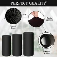 Funda cilíndrica negra para la base, soporte cilíndrico de spandex, adecuado para decoración de fiestas, bodas o cumpleaños - Sólo la funda cilíndrica - Negro - Ver 3
