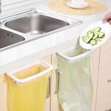 1pc Random Color Kitchen Trash Bag Holder, Wall Mounted Garbage Bag & Rag Hanging Rack, No Drilling Required - Multicolor - View 1