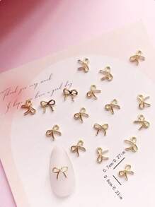 20Pcs Mini Small Alloy Bow Design Art Nail Decoration, Diy, Japanese Style Small-Sized Metal Bowknot, Nail Products, Y2K Minimalist Nail Accessories Nail Supplies Nails Nail Charms Nail Gems - Multicolor - View 11