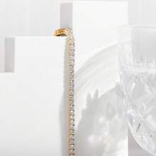14K Gold Plated Z Ircon Bracelet Exquisite Bracelet Square Zirconia Bracelet Crystal Tennis Bracelet Fashion Accessories - Vàng - Xem 3