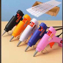 1 pieza Pistola de pegamento en caliente inalámbrica de color macaron | 20W Mini herramienta DIY antiscaldadura para manualidades para niños | Adecuada para scrapbooking, reparación del hogar, calafateo | Diseño ligero, fácil de transportar | Antiscaldadura, adecuada para niños | Calentamiento eficiente, unión rápida | Multiusos, cumple con diversas necesidades de manualidades + 10 piezas Barras de pegamento transparentes blancas de 7*100mm | Barras de pegamento en caliente de alta viscosidad para manualidades